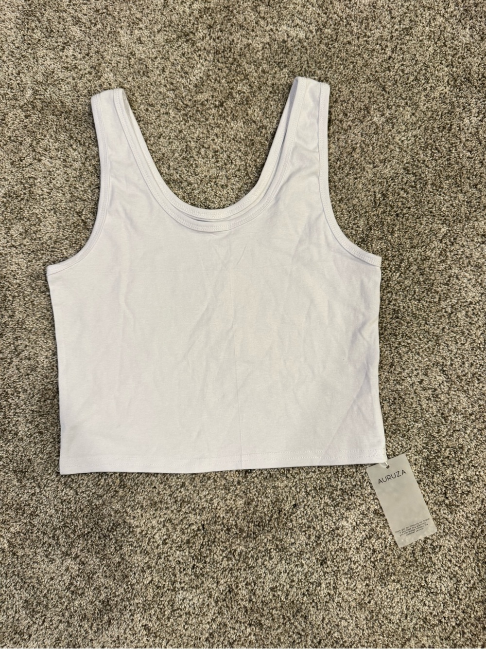 Auruza White Scoop Cropped Tank